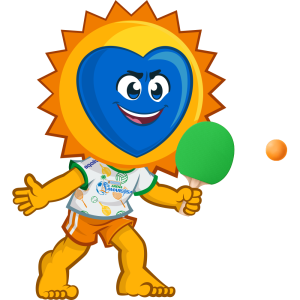 mascote no beach tênis e frescobol